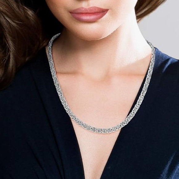 Italian 925 Sterling Silver Stunning Byzantine Chunky Necklace Handmade in Italy - Picture 4 of 11